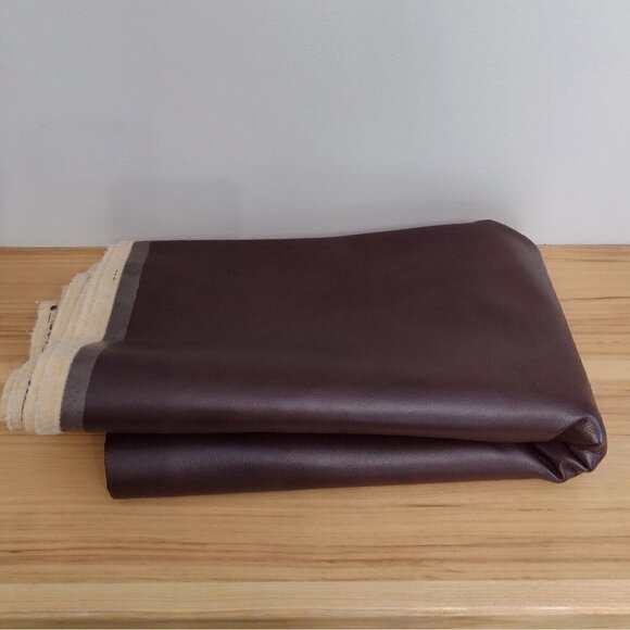 Brown Faux Leather Vinyl Pleather Upholstery Fabric 1.72 Yds X 58" Wide - Picture 1 of 6